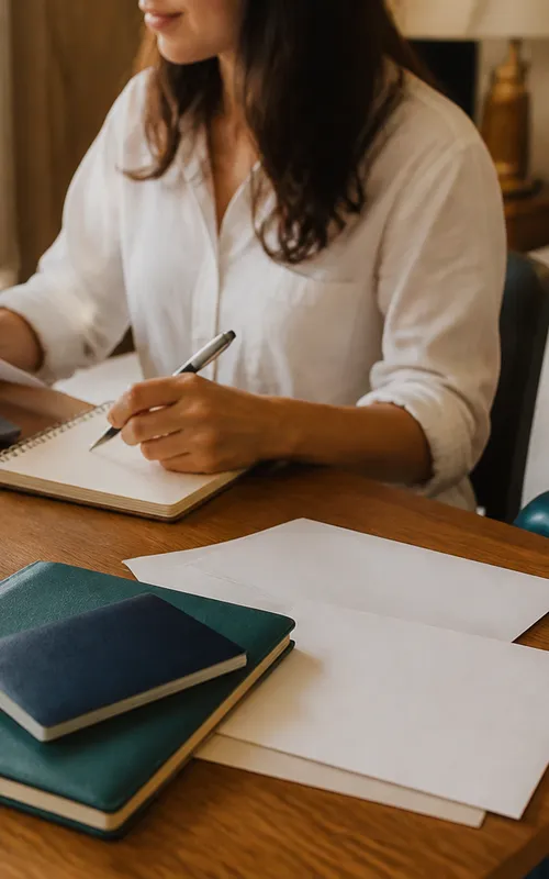 Persona preparando documentos de viaje y una visa mexicana